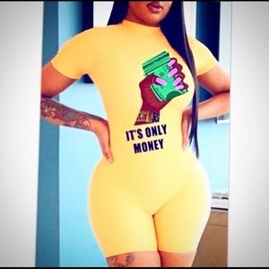 💖 It’s Only Money Orange Turtleneck Romper